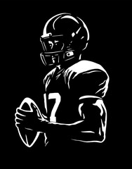 American football player on a black background. Vector illustration. - 596575047