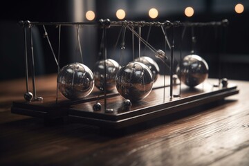 New year transition can improve life. 3D Newton Cradle. Generative AI