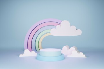 illustration of a cloud podium 3D