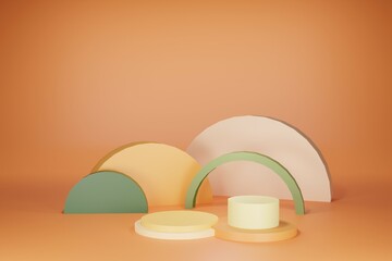 orange and green podium abstract 3D
