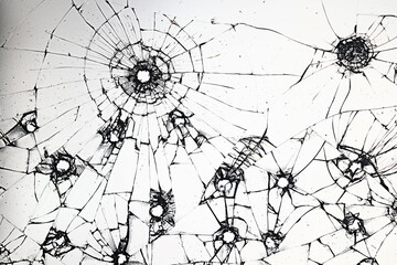 group of bullet holes on the glass abstract background window