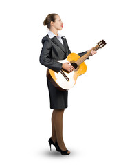 Business woman with acoustic guitar