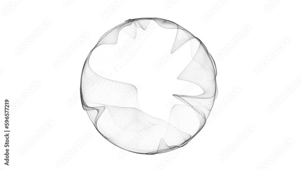 Poster futuristic spherical equalizer for music on white background. frequency of particle collisions under