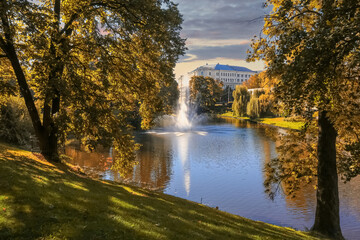 Autumn in Riga, view of the city channel