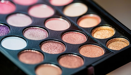 Cosmetics for Girls and Women - Vibrant Shadows and Blush Set, A multicolored set of shadows and blush. Cosmetics for girls and women, Colorful Set of Shadows and Blush for Women