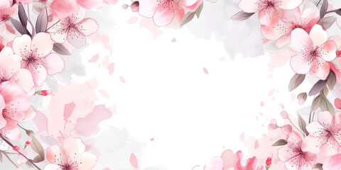 flowers banner mockup, may, colorful watercolor mother's day banner background with space for text.