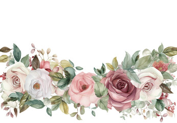 flowers banner mockup, may, colorful watercolor mother's day banner background with space for text.