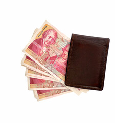 money English pounds lie on a white background