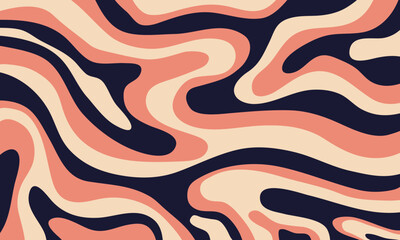 Psychedelic swirl groovy pattern.Groovy liquid background in trendy 70s, 80s style.Vector illustration
