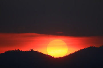 background sun at sunset landscape orange sky evening
