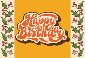 Retro style birthday vector concept illustration