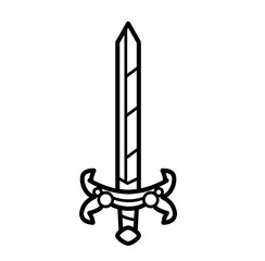 Cute dragon sword cartoon outline icon