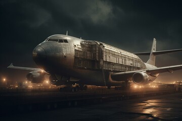 Fototapeta na wymiar Innovative cargo plane design resembling a futuristic aircraft. Generative AI