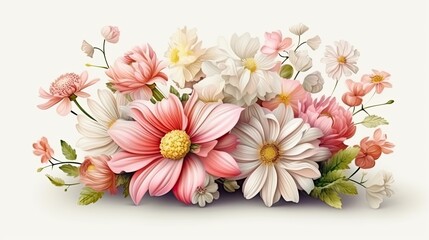 Spring flowers bouquet background. Floral and botanical colorful illustration. Generative AI