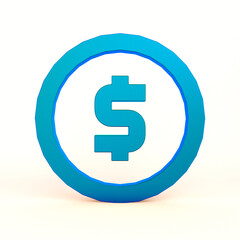 Dollar Sign Front Side In White Background