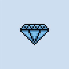 pixel art diamond icon with blue color ,good for your game asset and project.