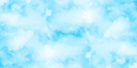 Panorama of blue sky with white clouds. Sky clouds landscape light background . White cumulus clouds formation in blue sky. sunny heaven landscape, bright cloudy sky view from airplane, copy space.