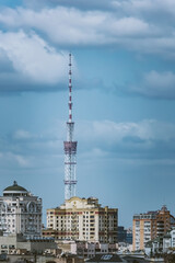 Fototapeta na wymiar Kyiv, Ukraine - April 24, 2023: The streets of Kyiv city and Kyiv TV Tower.