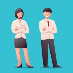 Obraz premium character in uniform air hostess , receptionist vector illustration 