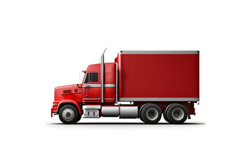 red truck side view isolated on white background. AI generation