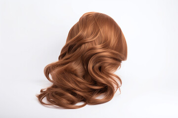 Fototapeta premium Perruque rousse de femme sur fond blanc » IA générative