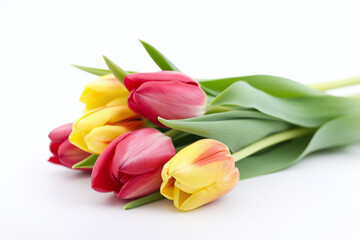 Un bouquet de tulipes coloré  sur fond blanc » IA générative