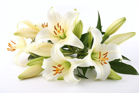 Bouquet de lys blanc sur fond blanc &raquo; IA g&eacute;n&eacute;rative