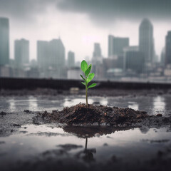 sprout are growing in the concrete, Generative AI