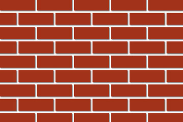 Red vintage brick wall on white background. Design for your product or loft background and interior decoration. abstract backdrop of flat style. shadow overlay. illustration paper cut design style.