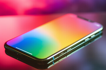 Smartphone design aux couleurs arc en ciel » IA générative