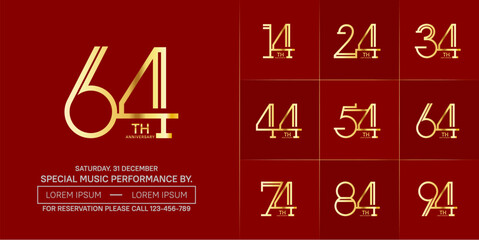 set of anniversary logotype golden color for special celebration event