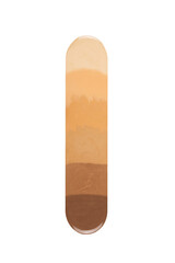 Diverse skin tone makeup foundation round drops. Isolated, cut out.