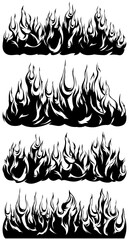 Fire flames isolated template. Tribal design. Car stickers. Icon fire illustration. Multiple shape tattoo.