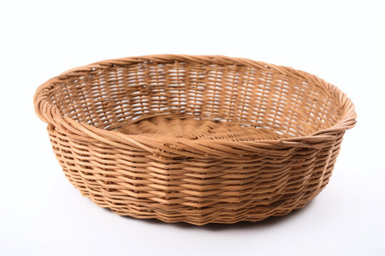 Un panier en osier pour chien sur fond blanc &raquo; IA g&eacute;n&eacute;rative