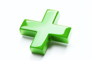 Gros plan sur une croix verte représentant la santé sur fond blanc » IA générative