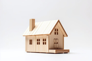 Maison miniature en bois sur fond gris &raquo; IA g&eacute;n&eacute;rative