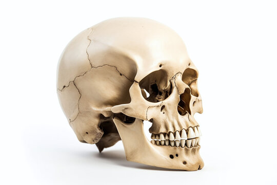 Un crâne d'un squelette sur fond blanc » IA générative