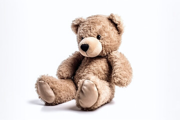 Obraz premium Gros plan d'un nounours marron sur fond blanc » IA générative