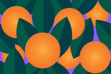 ORANGE TREE GARDEN ILLUSTRATION. Fashionable seamless vector pattern for design and decoration.