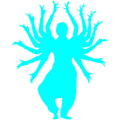 Blue Color Indian Classical Dance Silhouette 