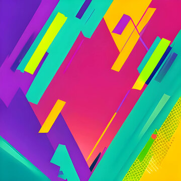 Creative abstract geometric with colorful bright background with AI Generated. Used for prints, posters, cards