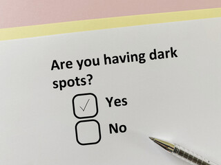 Questionnaire about skin problem