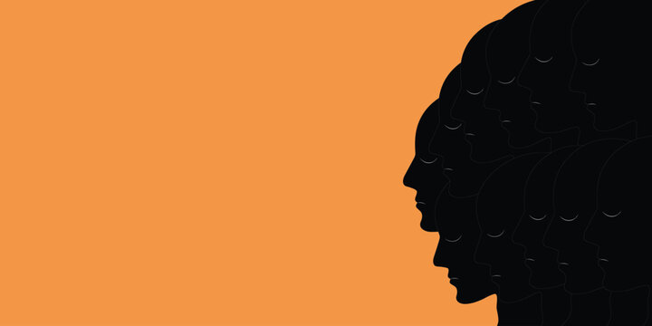 Schizophrenia psychiatric disease, split personality and mental disorder as a psychiatry and psychology concept for human abnormal personality behaviour and mood illness vector illustration.