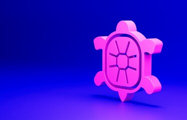 Pink Turtle icon isolated on blue background. Minimalism concept. 3D render illustration