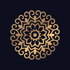 Colorful Pattern mandala golden with a black background elegant design