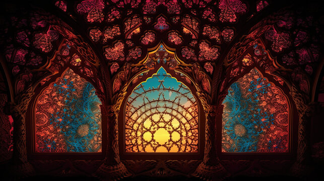 A scene from Tales of 1001 Nights, influenced by Mandelbrot fractal style - Generative AI