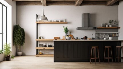 Industrial Interior Design Background. Contemporary Poster Mockup. Generative AI.