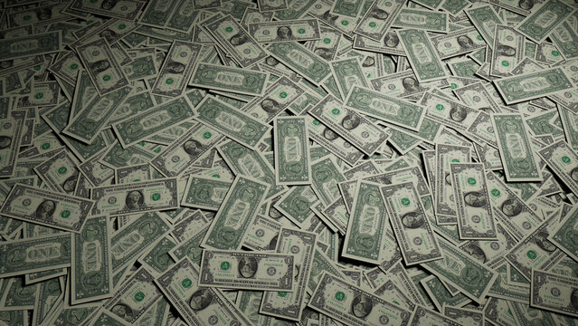 Banknotes Background with One Dollar Bills. Savings Concept.