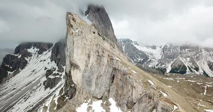Aerial view of a mysterious mountain peak in Germany.