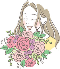 花束と女性